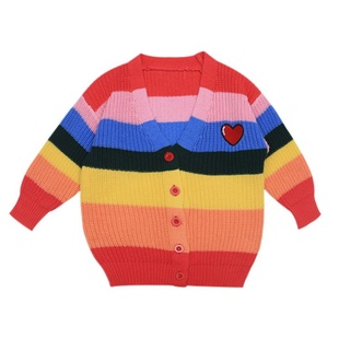 速发Girls Rainbow Sweater Baby Knit Cardigan女童彩虹毛衣