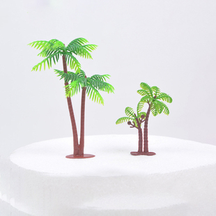 椰子树蛋糕摆件 l植物小树海滩情景松树装饰配件 塑料仿真椰树模