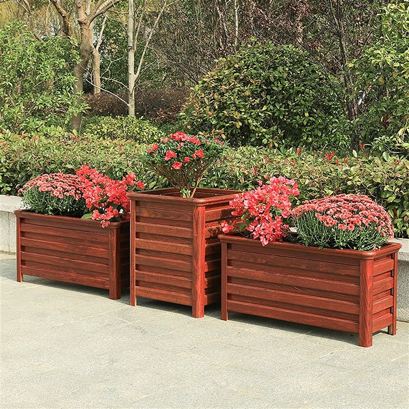 铝合金花箱铁艺防腐木商业街售楼部定制花槽原木r花盆pvc护栏广场