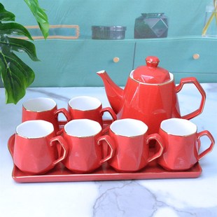 新品欧式陶瓷水壶水杯套装家用水具茶壶茶具冷热简约大容量耐热杯