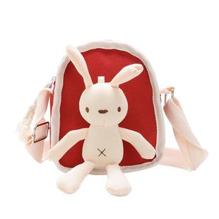 极速儿童可爱小兔帆布斜挎小包2023夏季新款小孩子包包少女包包手