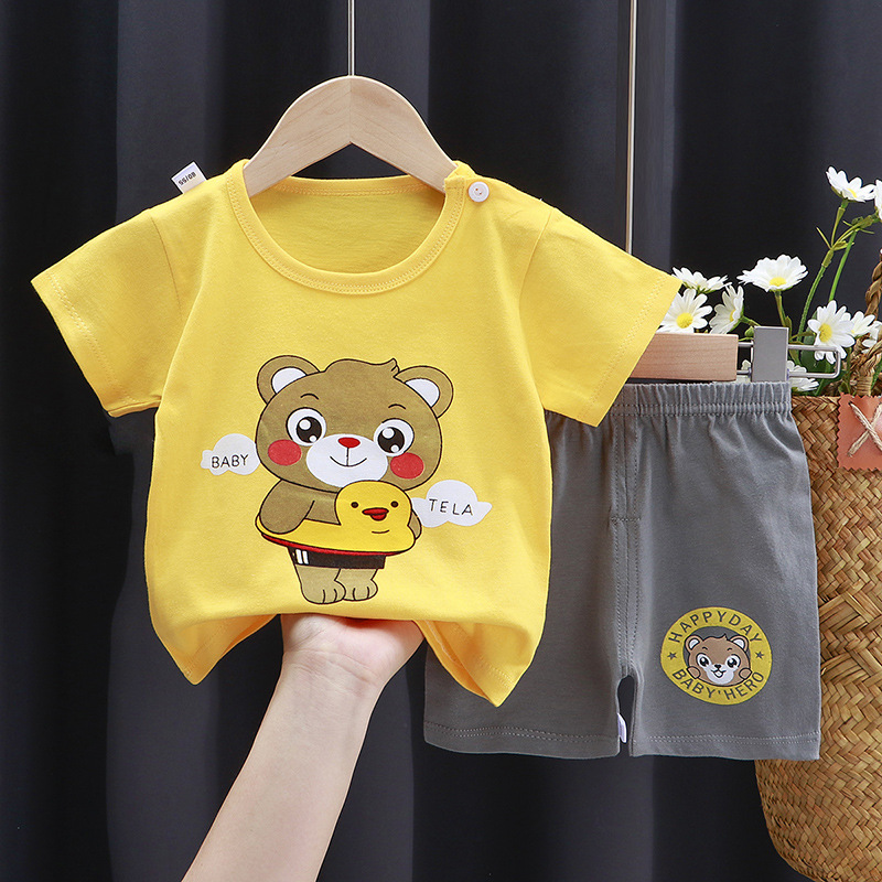 222 Cool Boy Clothing For Summer Green Lion T-shirt +shorts