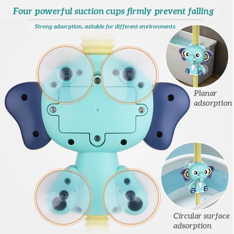 速发Suction Cup Baby Shower Head Electric Elephant Water Spr