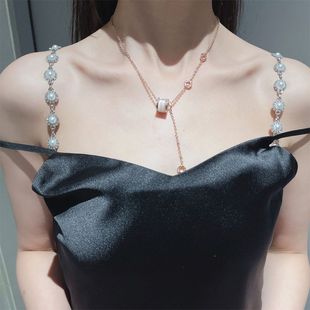 吊带肩带c(2条)链条洋装裙子可调节替换外露抹胸水钻配件衣服