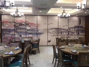 福建泉州酒店活动隔断墙饭店包厢移动G隔断屏风吊轨推拉式折叠门