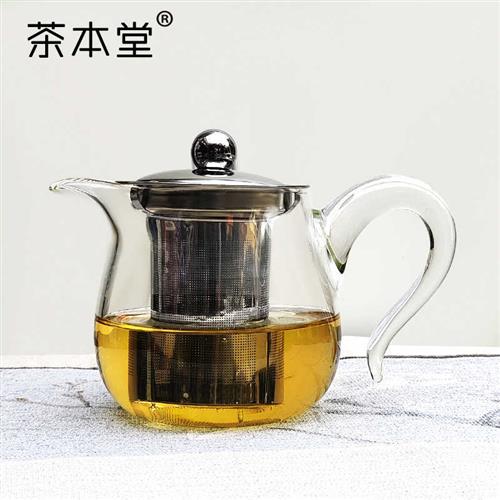 推荐茶本堂茶壶加厚玻璃不锈钢过滤泡茶壶茶水壶茶具耐高温家用可