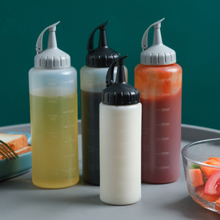 调味瓶沙拉瓶透明挤压式酱汁瓶商用塑料尖嘴及番茄酱蜂蜜奶油瓶子