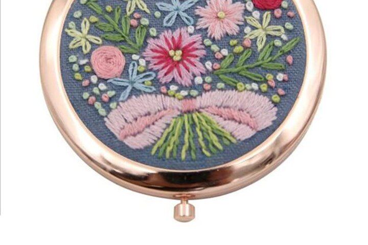 Нето diy embroidery kit compact pocket floral makeup mirror doubl OTHER