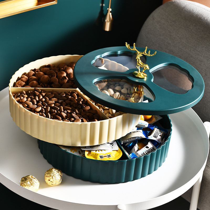 现货速发果盘家用客厅茶几过年糖果盒创意全盒新年日式零食干果盘
