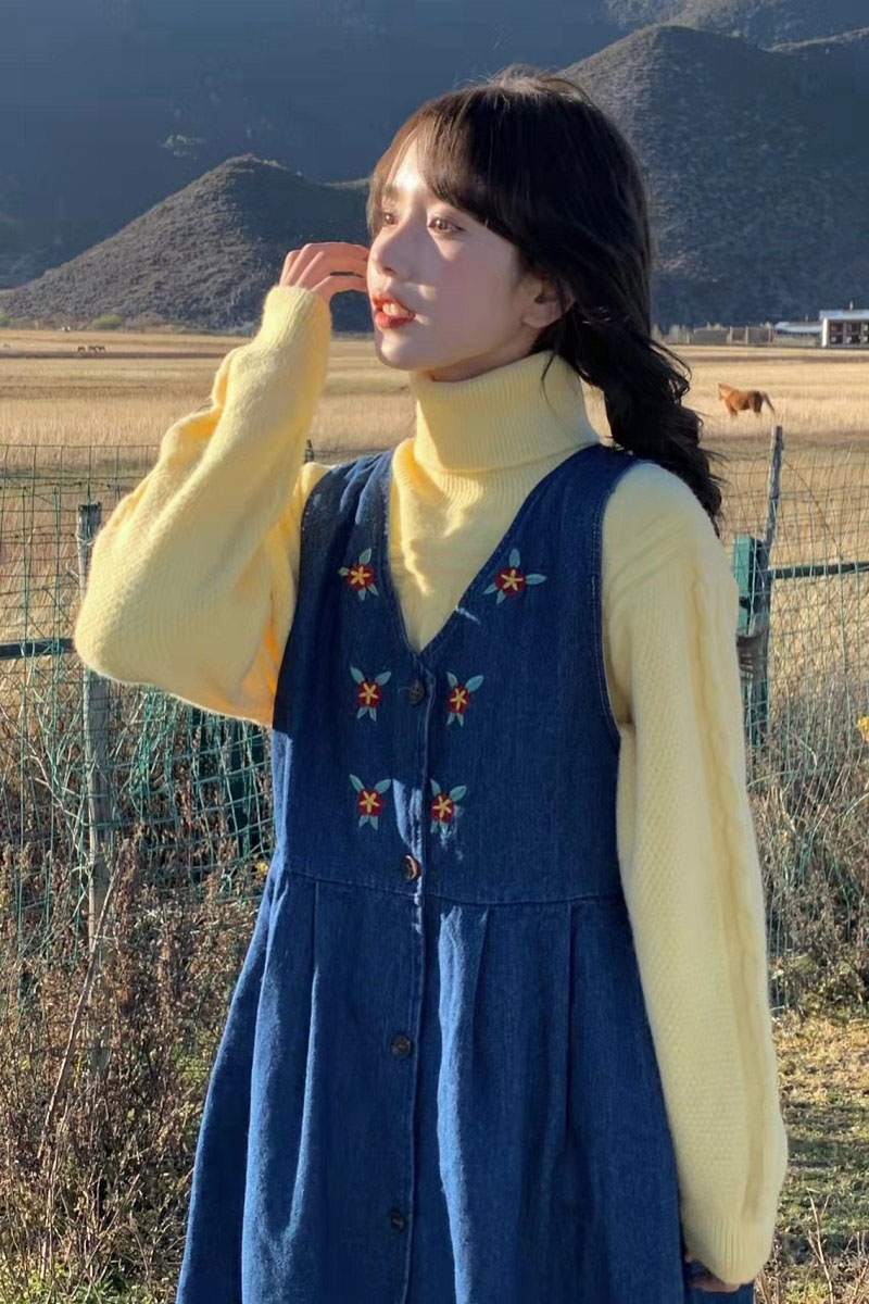 秋冬甜盐系小个子日系慵懒风甜美气质少女感穿搭毛衣背带裙两件套