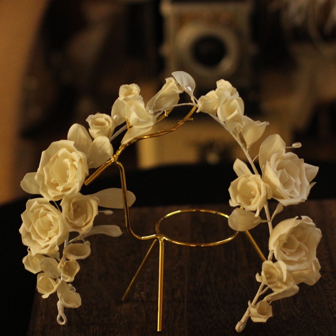 帝凡饰品新娘头饰真丝烫花仙女头饰花礼服馆拍样