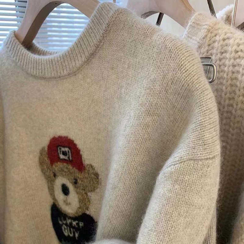 浣熊绒小熊毛衣女冬季2021年新款爆款别致高级感软糯加厚打底内搭