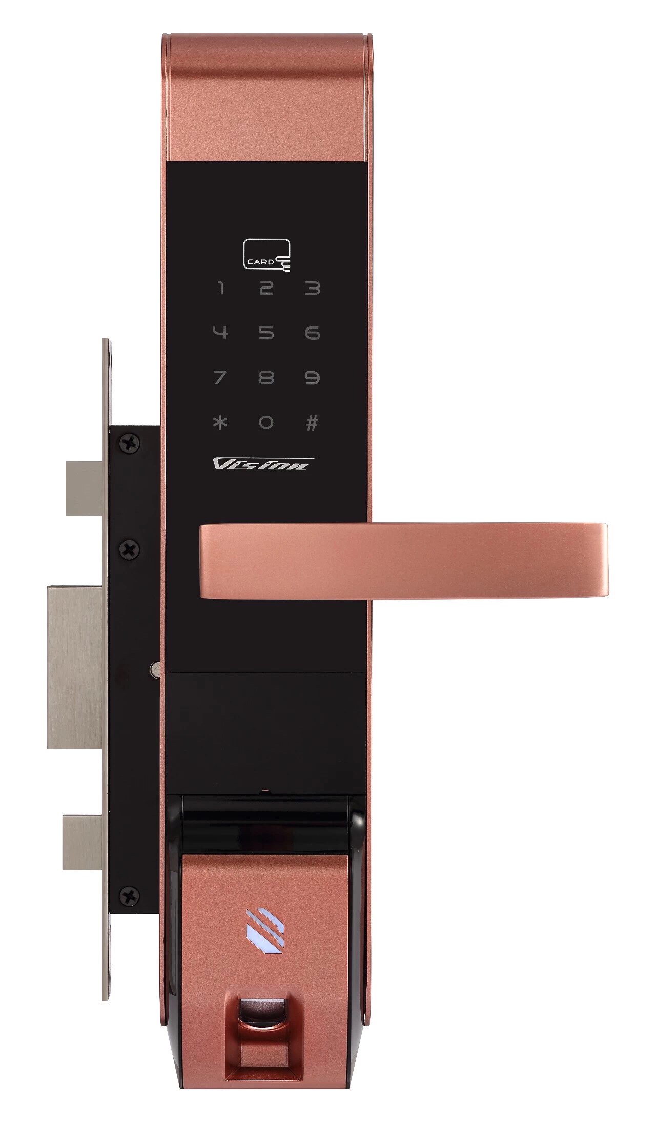 必达智能锁指纹锁v4密码刷卡感应锁防小黑盒双开门家庭办公锁