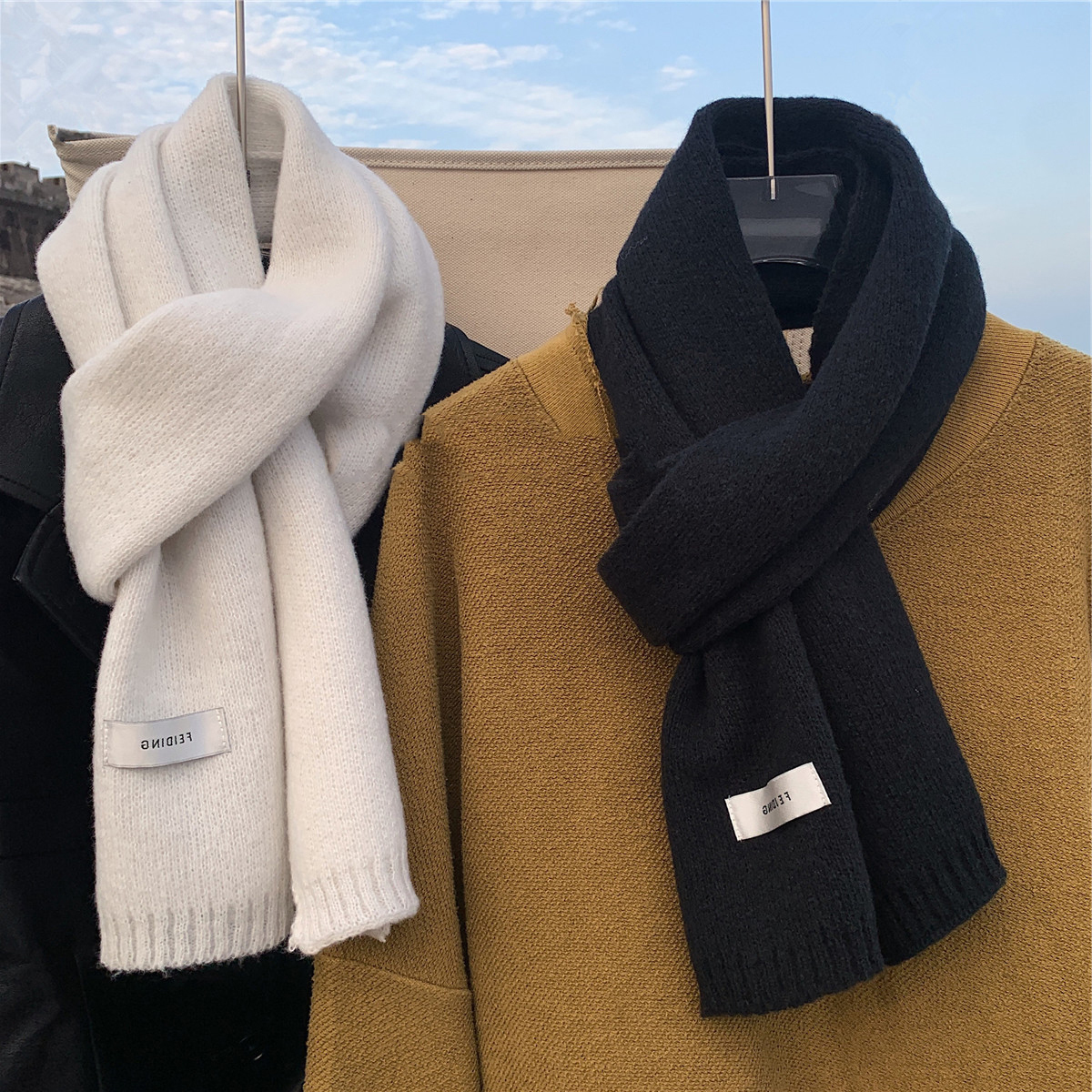 羊绒围巾男冬季韩版百搭小众短款简约冬天保暖羊毛送礼物男士围脖