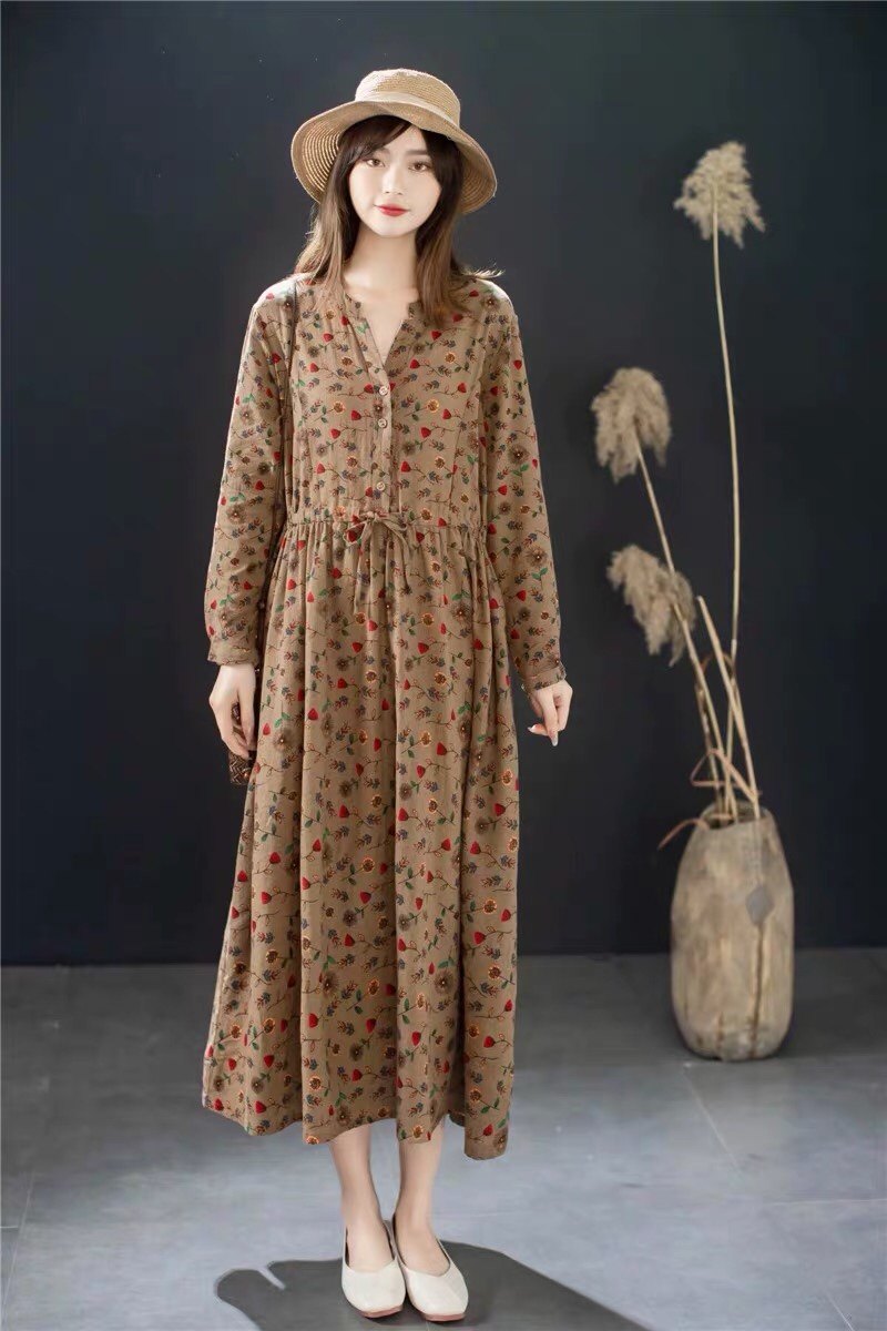 麻衣出品 棉麻女装批发零售的优惠券大全—自然小铺原创春夏碎花棉麻