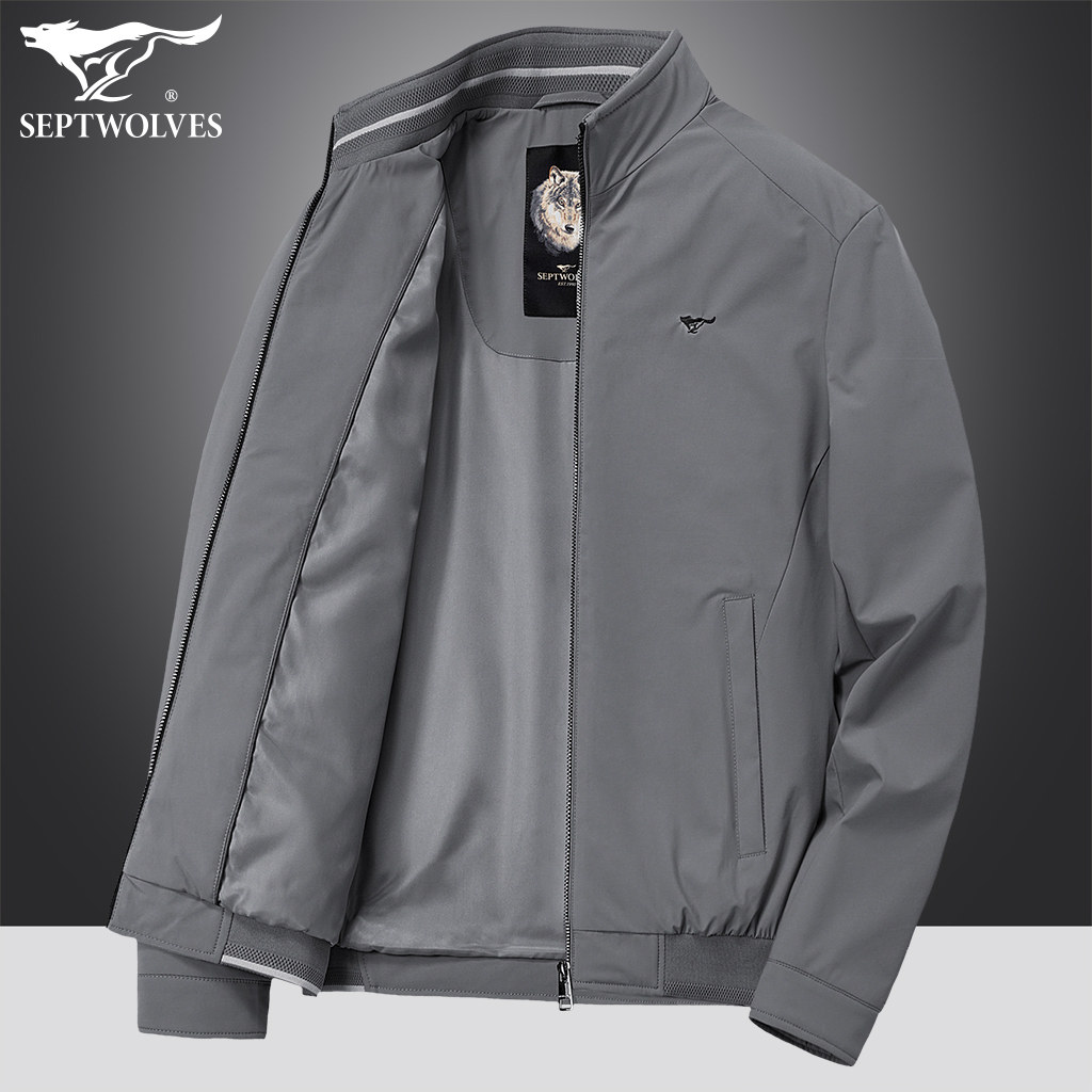 七匹狼男装夹克衫2022春季新款商务休闲男士立领上衣外套男装潮流