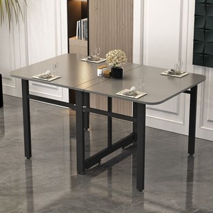 折叠实木桌家用小户型简易饭桌多功能厨房省空间长方形用餐小桌子