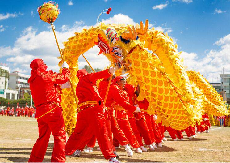 青城飞鸿民俗工艺品店-舞龙大号舞龙二号40cm直径舞龙优质烫金舞龙