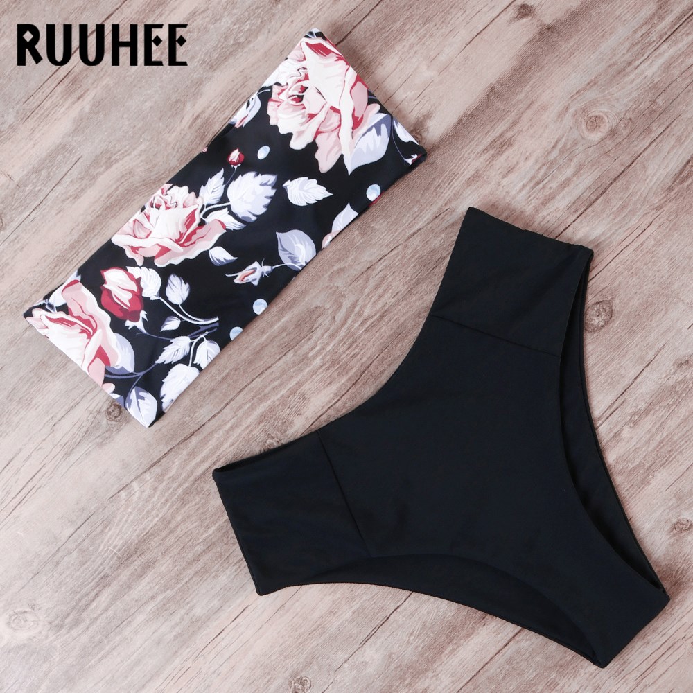 RUUHEE Bandage Bikini Swimwear Women Swimsuit High Waist Bi