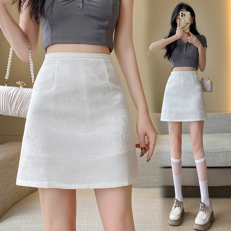 辣妹半身裙女2024夏季提花新款一步裙短裙子高腰紧身包臀短裙