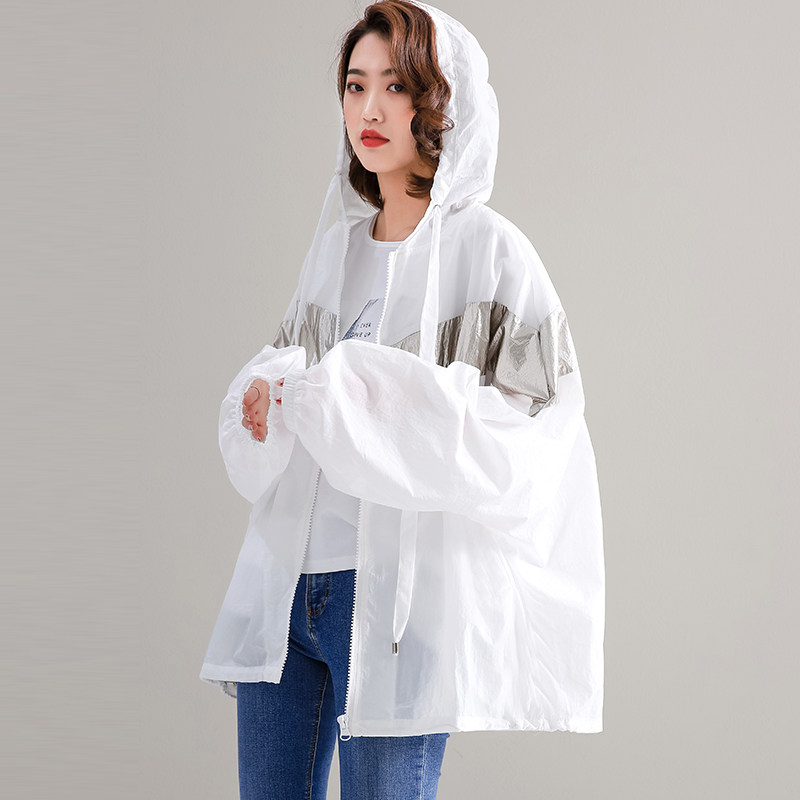 白色防晒衣女外套时尚2019新款夏季韩版宽松防紫外线中长款防晒服