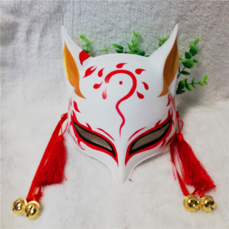 阴阳师妖狐面具 半脸手绘狐狸面具环保塑料男女生面具cos表演面具