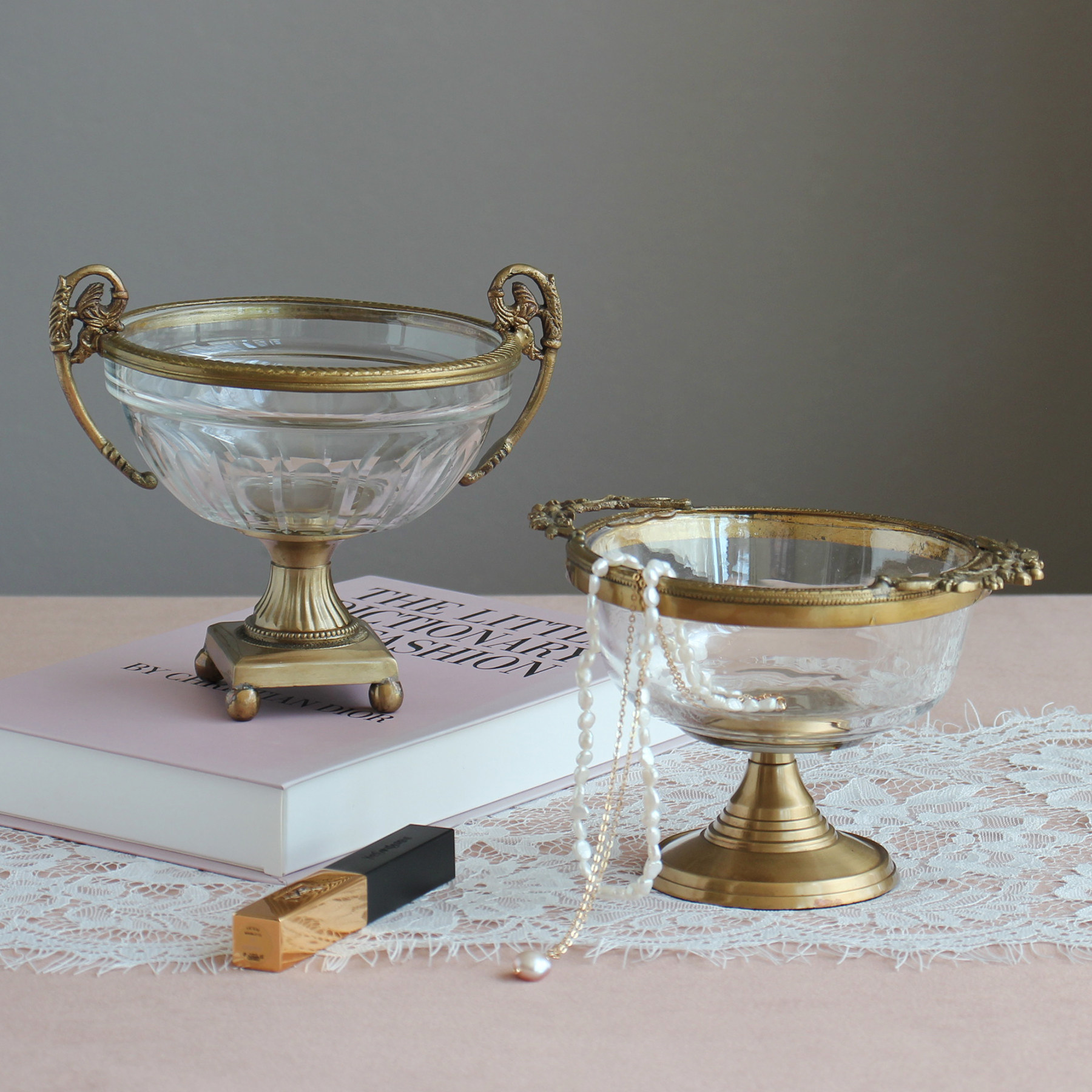 法式复古手工黄铜干果盘糖果碗首饰收纳欧式风格小摆件