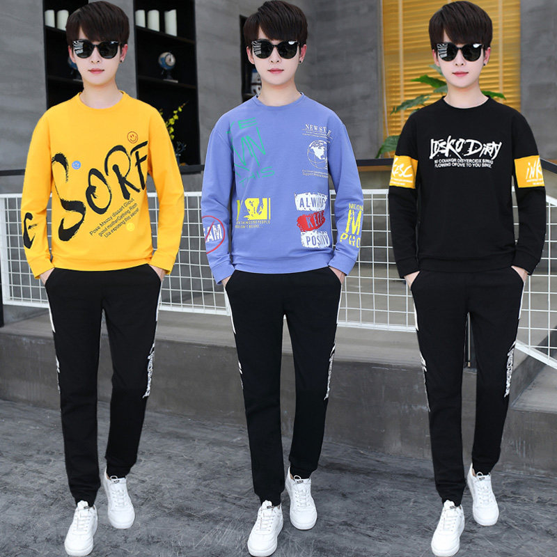 12男孩子13高初中学生14秋季15-16岁青少年运动套装18男装长袖t恤