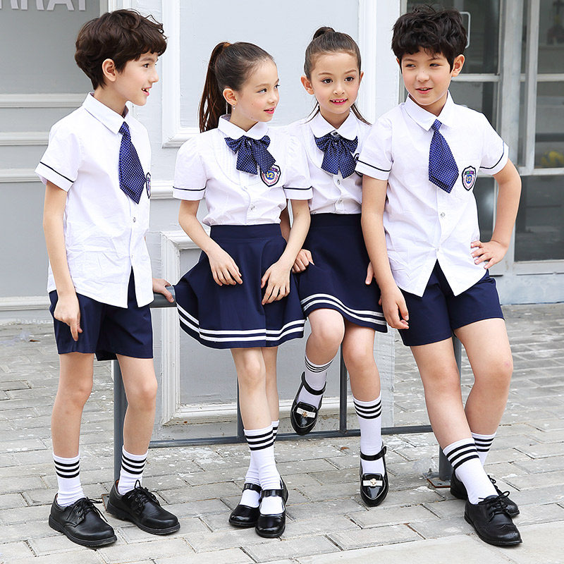 上海小学生校服_上海实验小学生校服套装夏装英伦风班服一套短袖森女