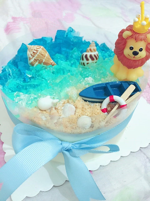 定制蛋糕同城配送南京_南京同城配送 创意沙滩海洋蛋糕 酸奶慕斯蛋糕