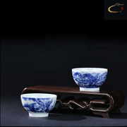 Guihexiang blue and white landscape figures ceramic kung fu tea cup Jingdezhen pure handmade master single cup hand-painted