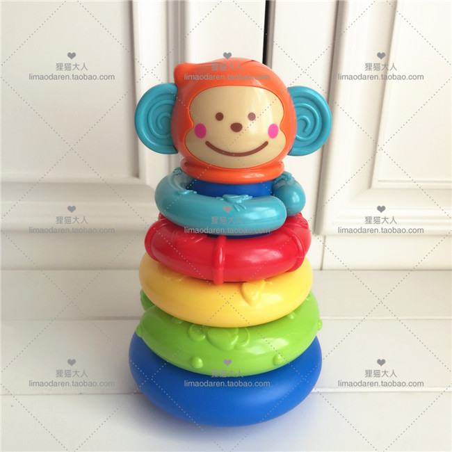 包邮 蓝盒Blue BoX  婴幼儿小猴子彩虹套圈玩具