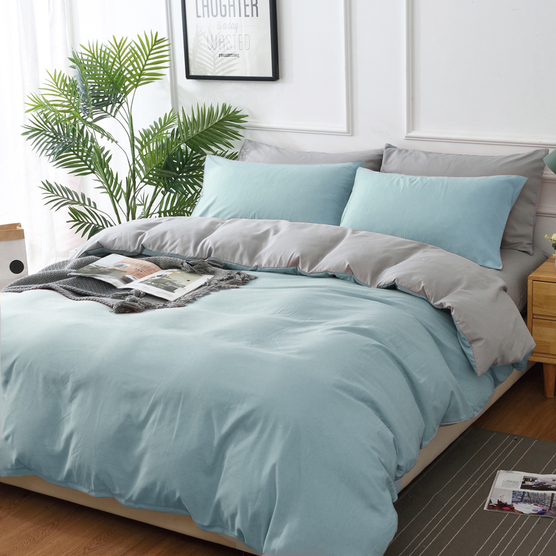 纯色简约全棉四件套纯棉床单被套床笠1.5床上用品1.8北欧风2.0