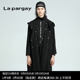 Lapargay纳帕佳2023新款女装冬季黑色宽松休闲中长款风衣毛呢外套