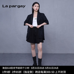 纳帕佳宽松短袖西装外套2024夏季新款女式黑白色个性休闲小众上衣