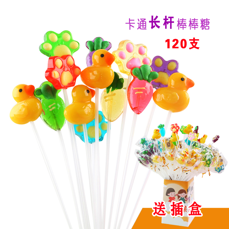 一折猫爪棒棒糖_网红糖果创意可爱礼物小黄鸭猫爪手工长杆棒棒糖幼儿