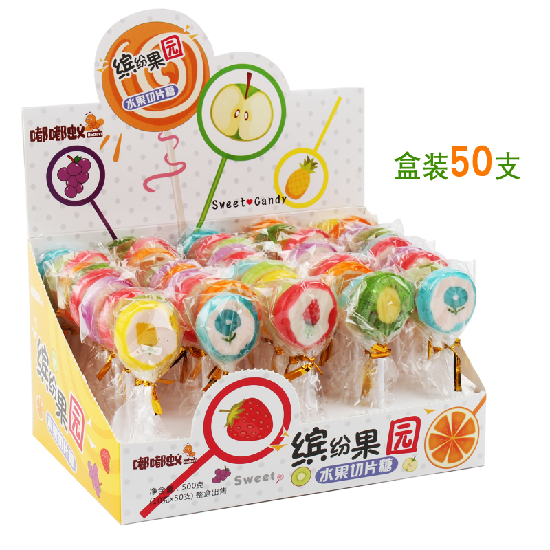 包邮 嘟嘟蚁创意混合水果味手工切片棒棒糖儿童小孩子零食硬质糖果