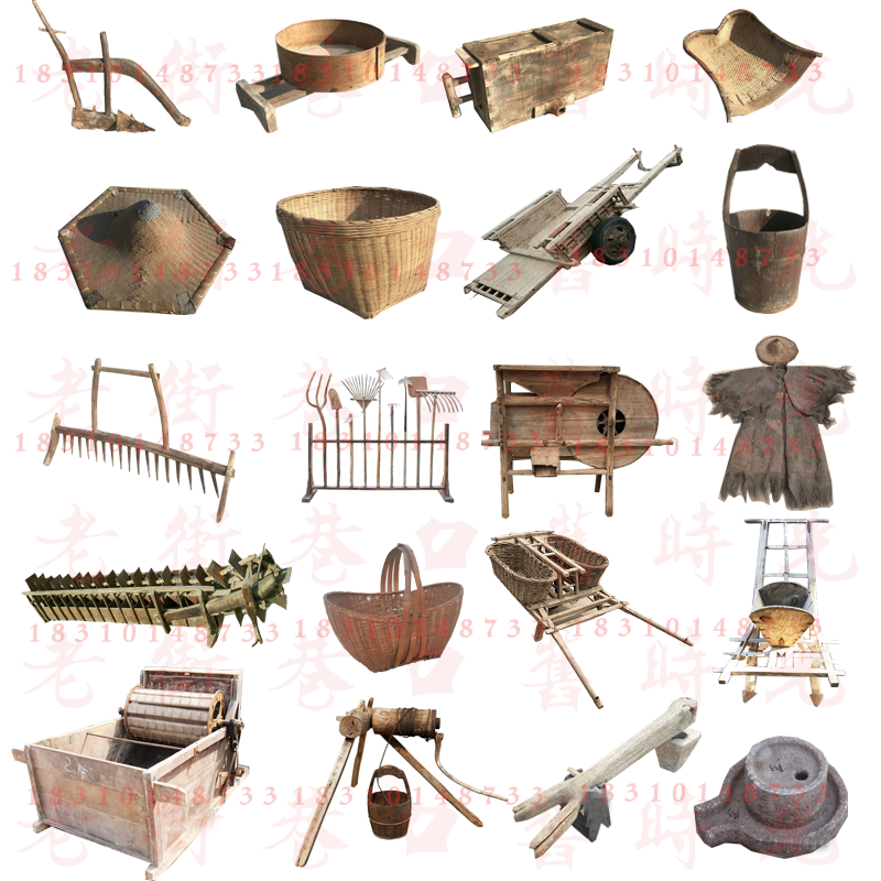 民俗老物件农耕工具风车木犁木耙农具二手怀旧复古家具装饰摆件