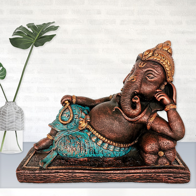 泰国砂岩象神招财摆件家居办公室客厅玄关桌面东南亚风格软装饰品