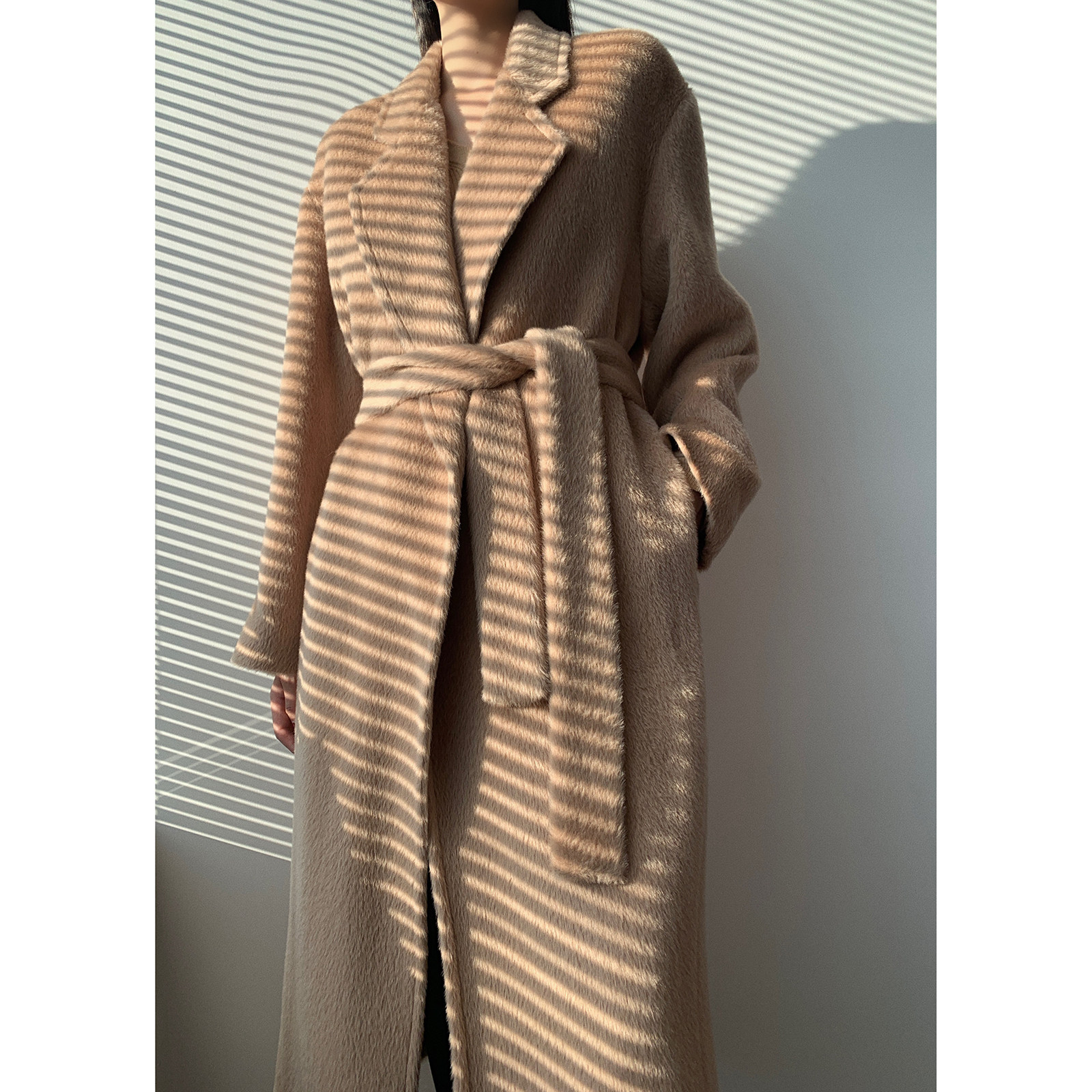 maryme2021冬季新款秘鲁苏力羊驼毛大衣阿尔巴卡长款羊毛外套