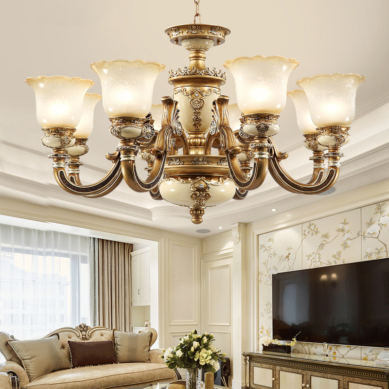 欧式树脂吊灯别墅客厅灯奢华大气美式复古复式楼卧室餐厅大厅灯具