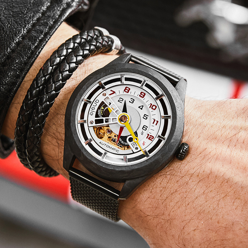 angie手表男士机械表碳纤维七个7个新概念异形星期五手表个性潮流