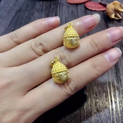 3D硬金999足金佛头吊坠释迦牟尼如来佛祖黄金佛头保平安吊坠项链