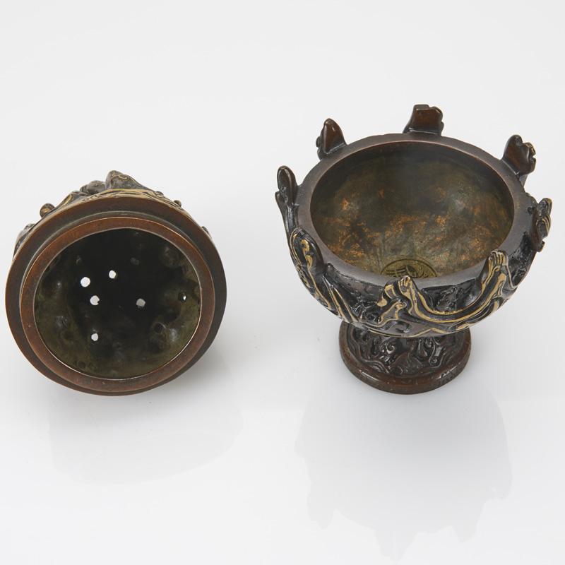 案上重器 陈巧生铜炉 描金仿汉博山炉 巧生炉 仿宣德铜炉