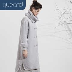 淳度ASQUEEND设计师系列冬季毛领长款保暖珊瑚绒女睡袍大衣居家服