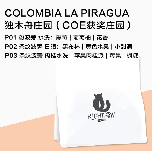 Rightpaw哥伦比亚 独木舟COE获奖庄园粉波旁或条纹波旁精品咖啡豆