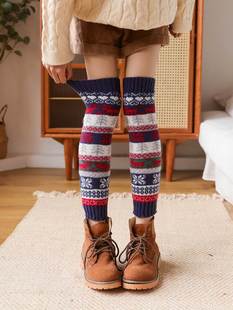 护小腿袜套女过膝袜护膝盖关节长筒袜子秋冬季羊毛保暖外穿堆堆袜
