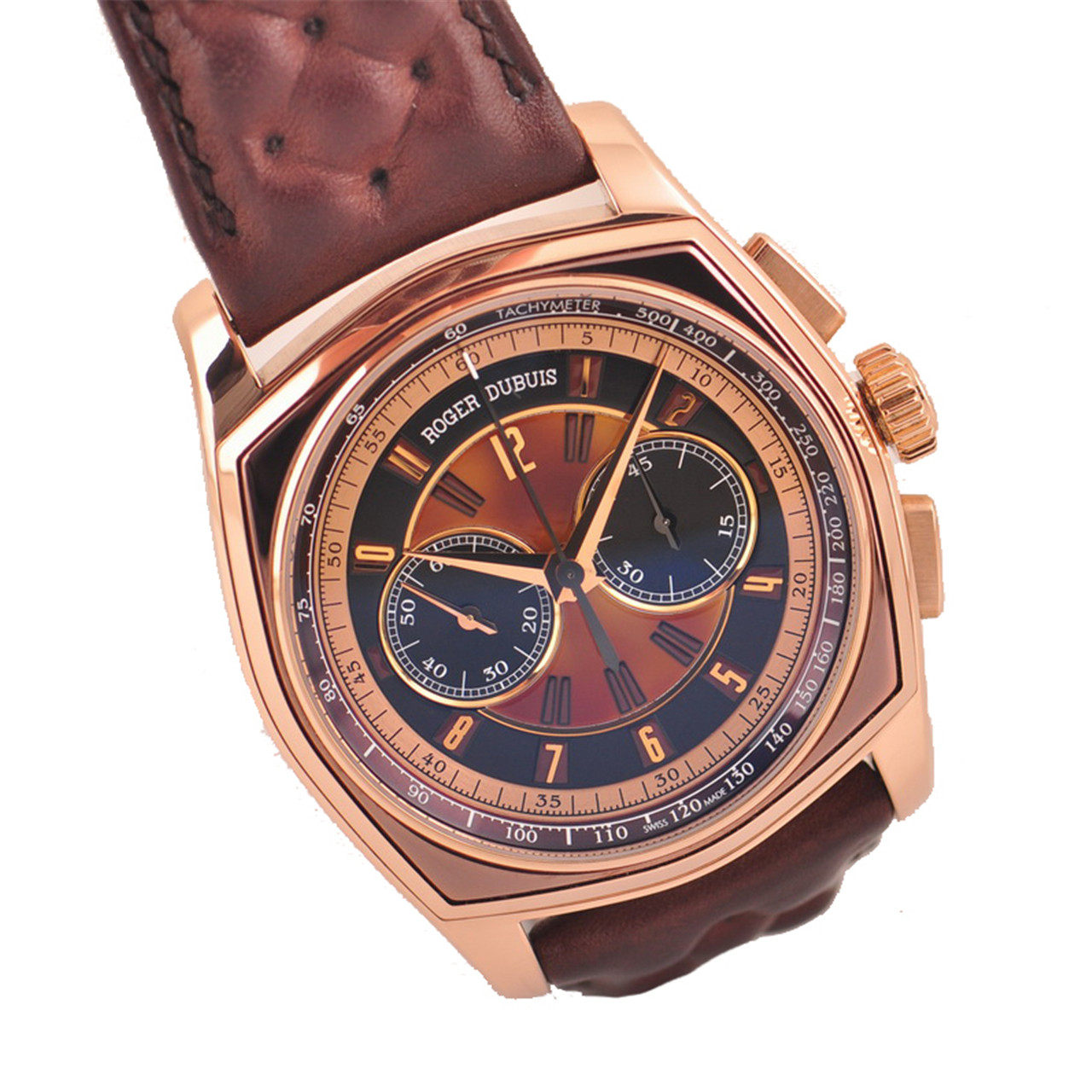 [9.5新]豪爵roger dubuis男士18k玫瑰金自动机械腕表