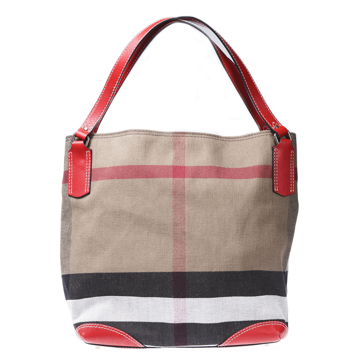 【9.9新/未使用】巴宝莉 burberry红色帆布子母包