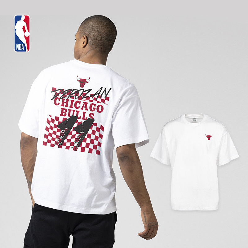 nba 芝加哥公牛队 德罗赞 愉悦系列 运动时尚舒适圆领短袖t恤